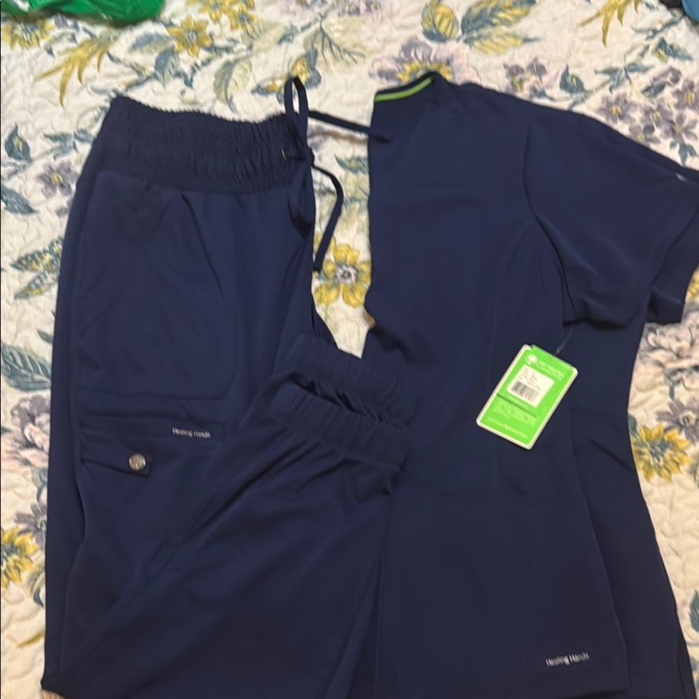 Healing Hands Navy Blue Scrub Set